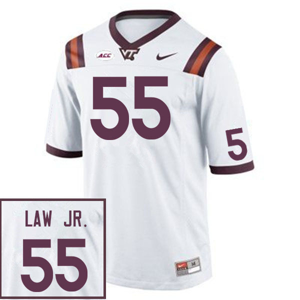 Men #55 Lemar Law Jr. Virginia Tech Hokies College Football Jerseys Sale-White